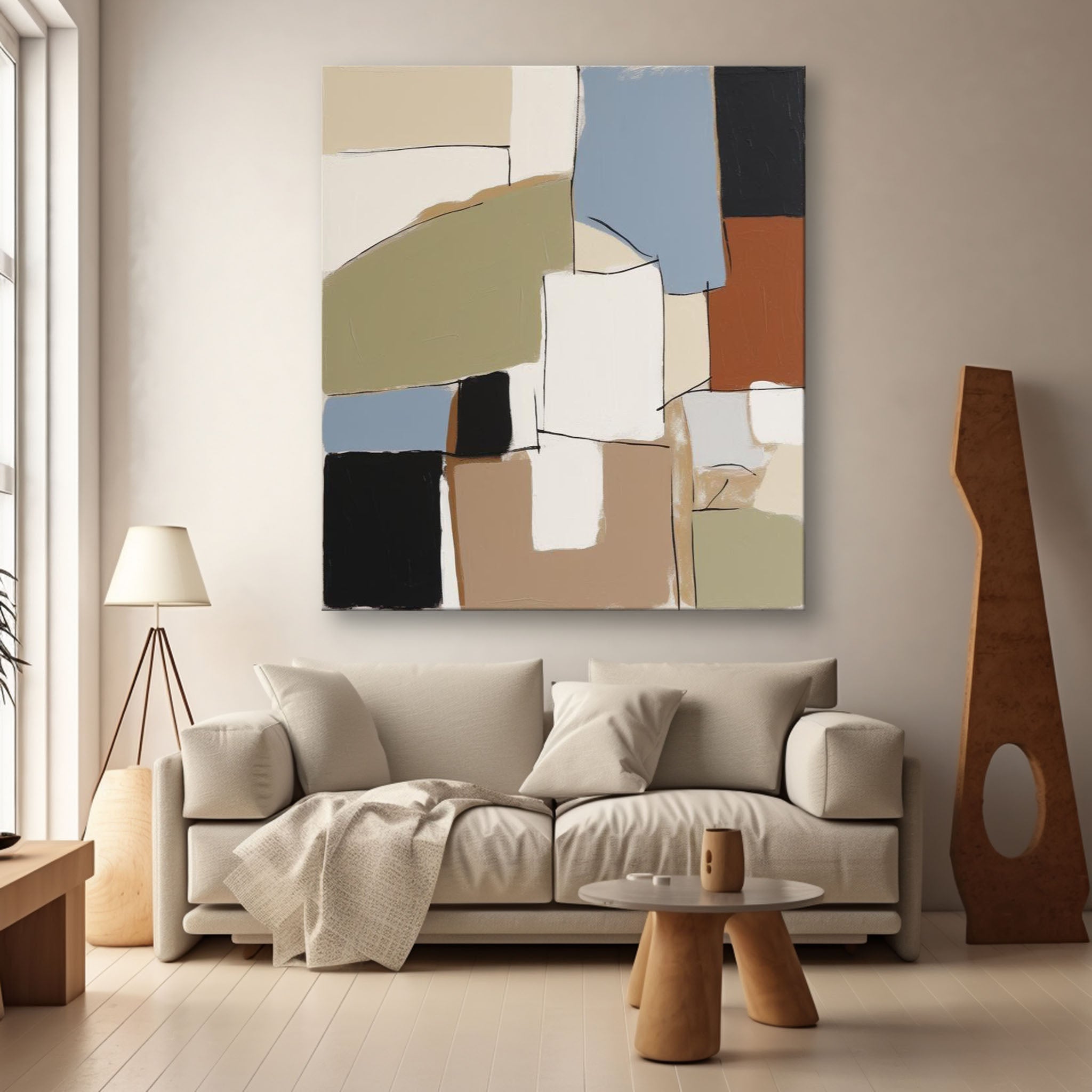 Wall Art Abstract Geometric Serene Painterly