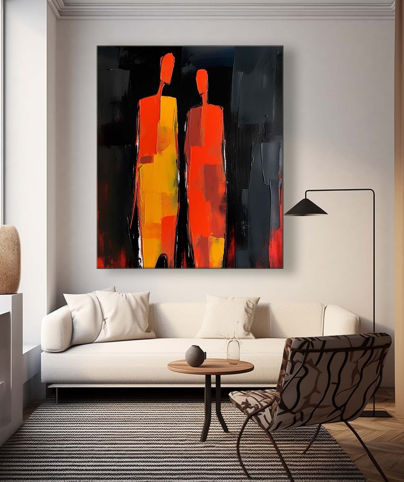Warm Fiery Tone Two‑Silhouette Wall Art
