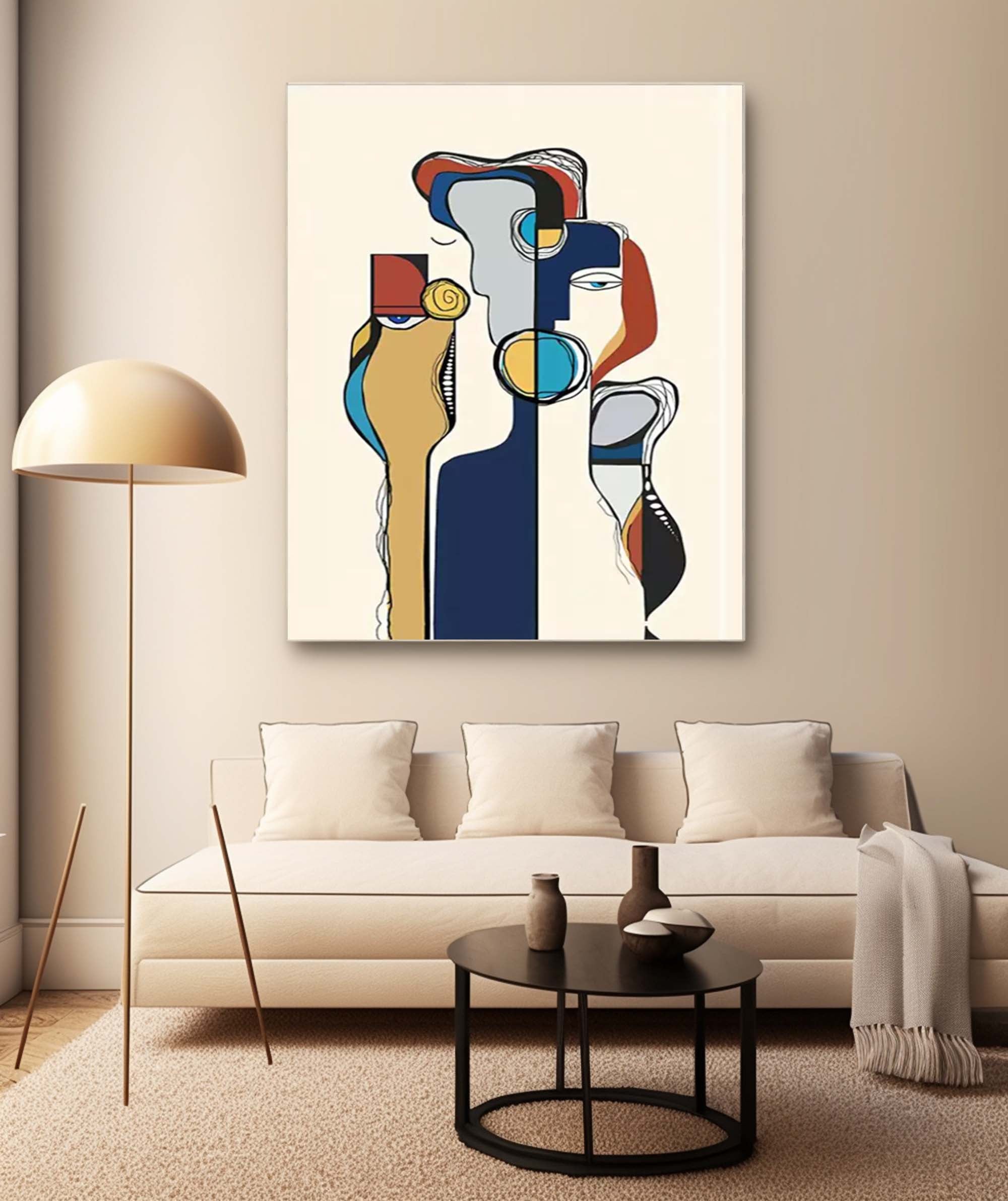 Wall Art Abstract Clean Outline Cartoon