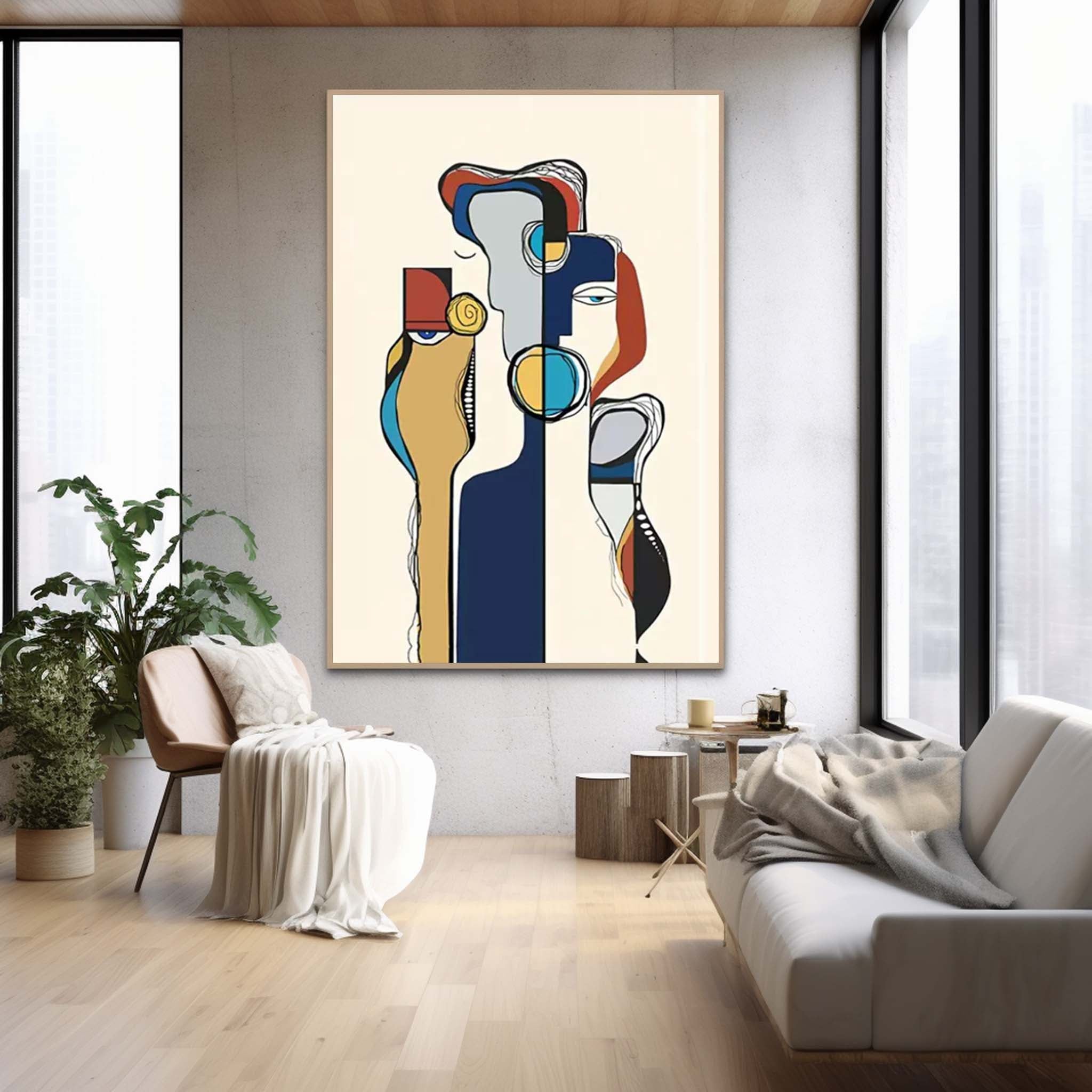 Wall Art Abstract Clean Outline Cartoon