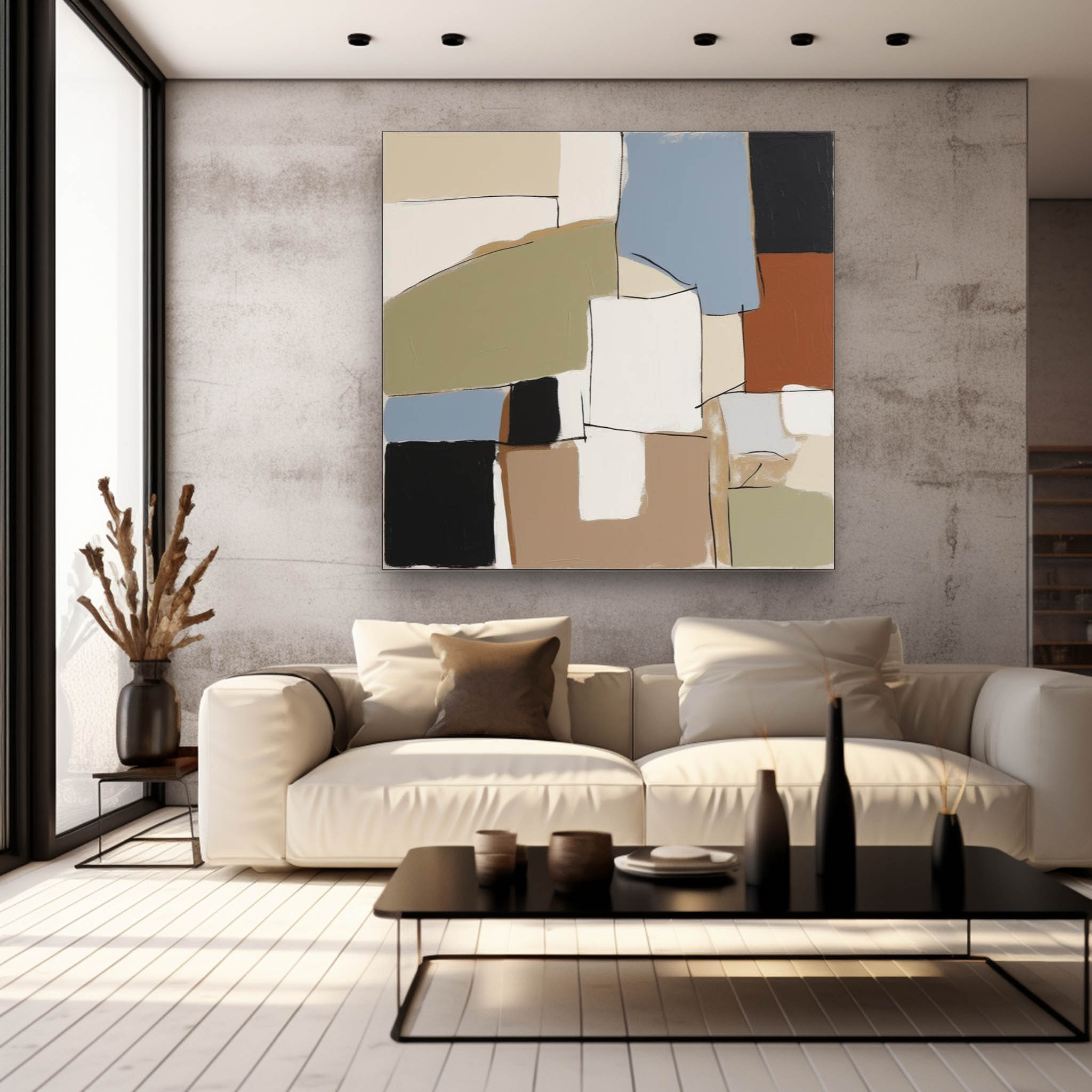 Wall Art Abstract Geometric Serene Painterly