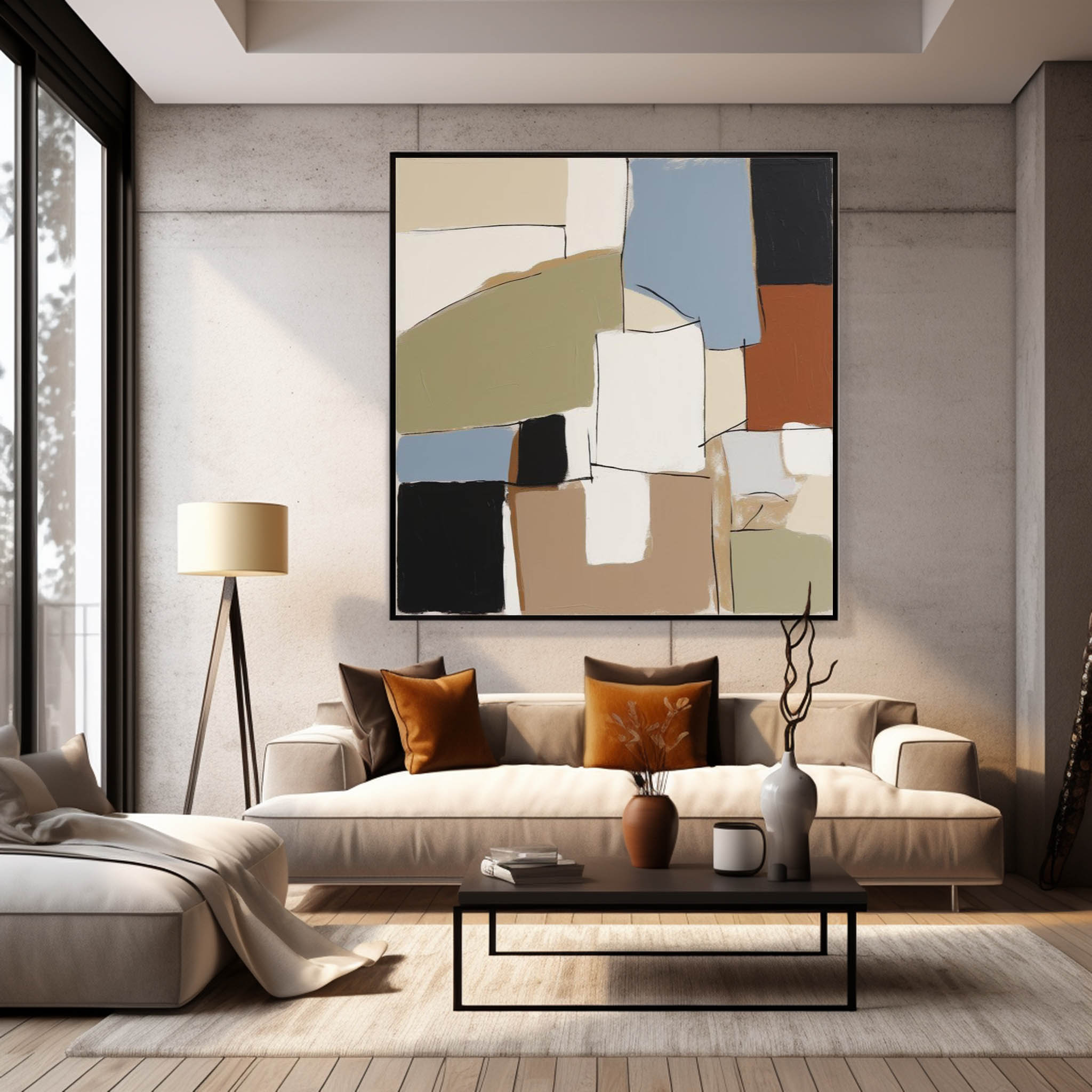 Wall Art Abstract Geometric Serene Painterly