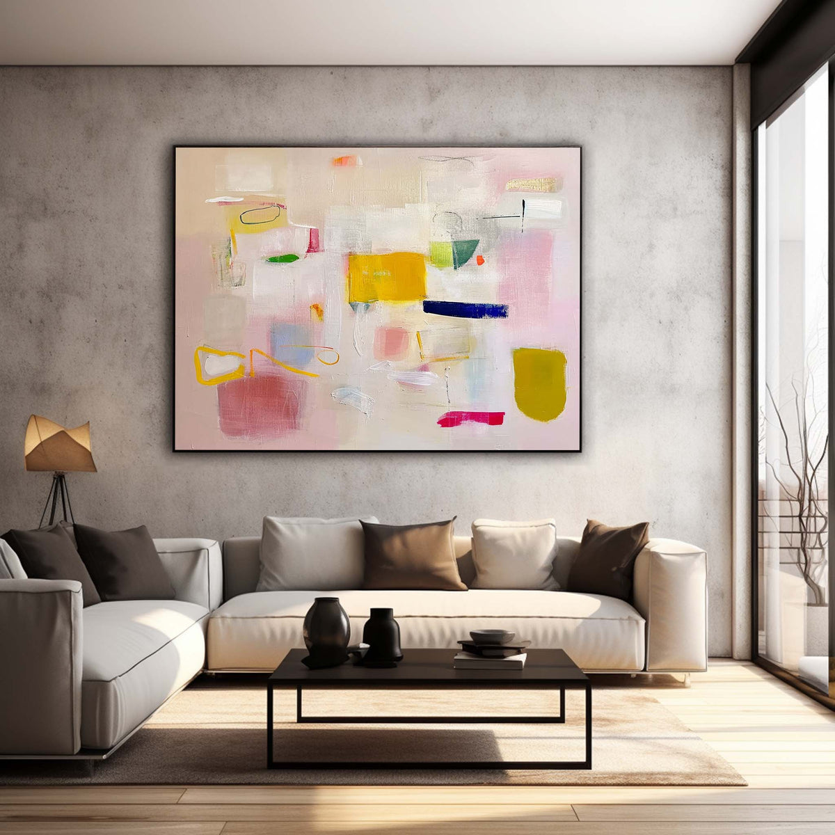 Wall Art Abstract Soft Cream Macaron Color Block