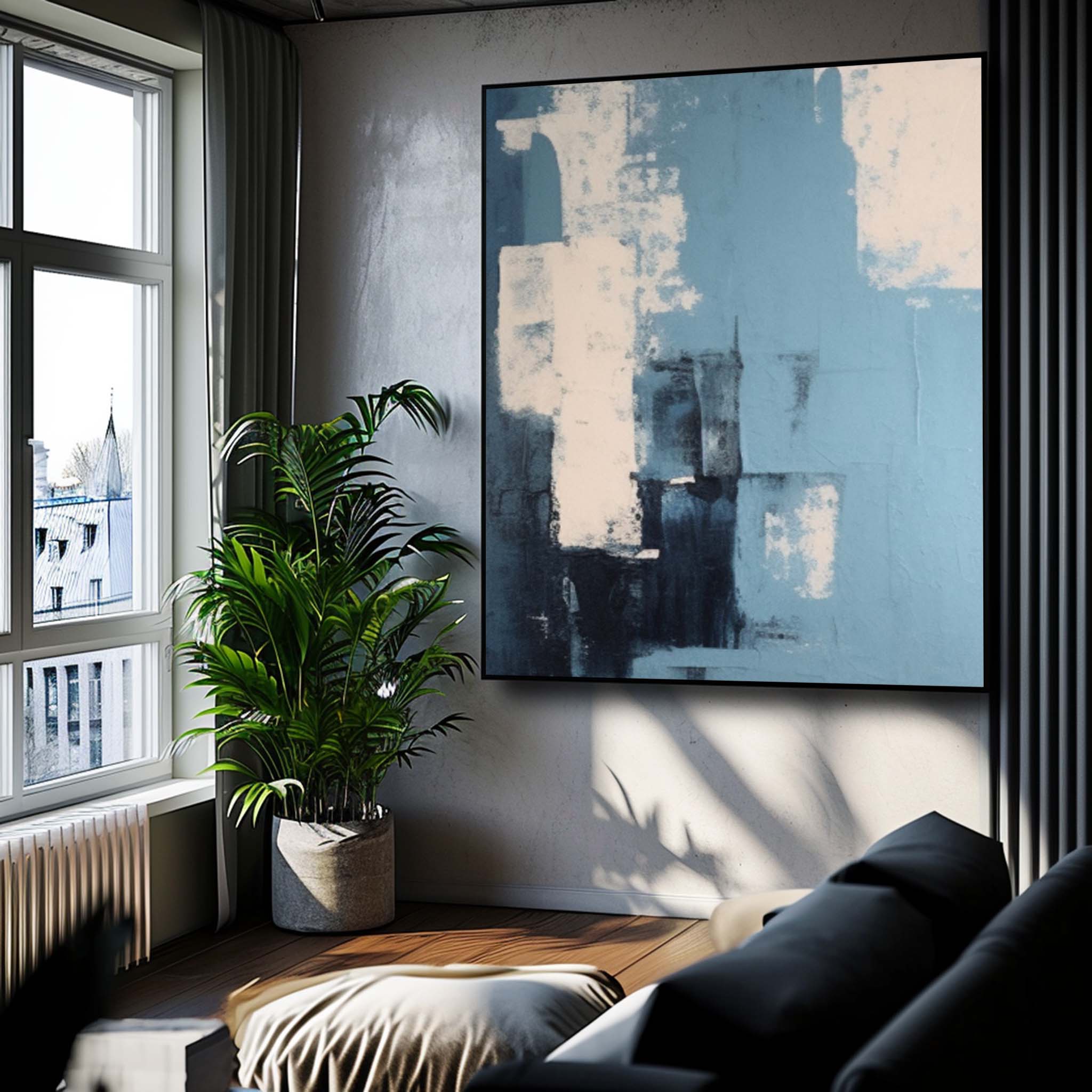 Wall Art Painterly Raw Washed Block Abstract