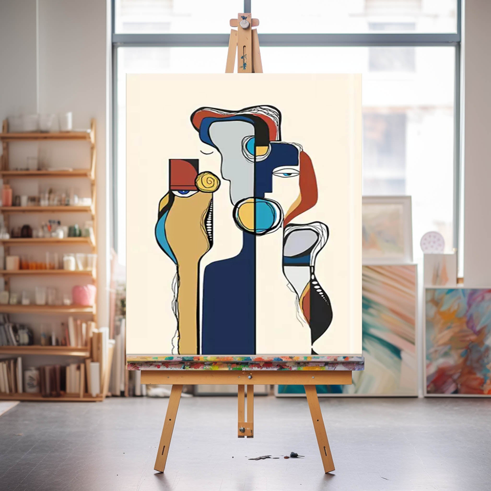 Wall Art Abstract Clean Outline Cartoon