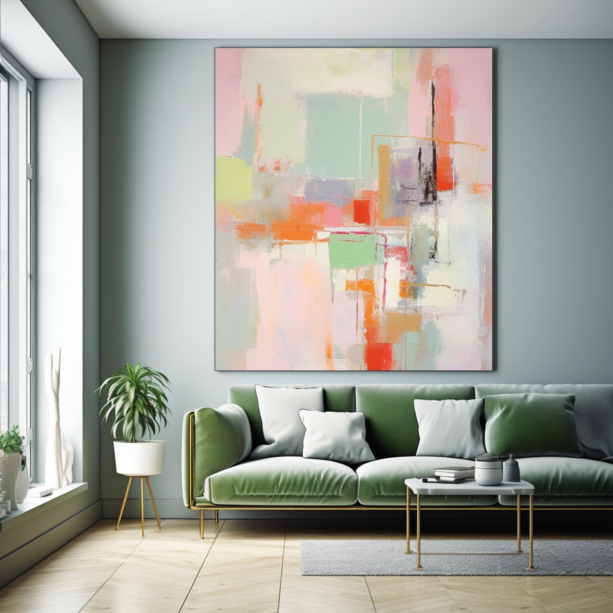 Wall Art Abstract Pastel Geometric Layer