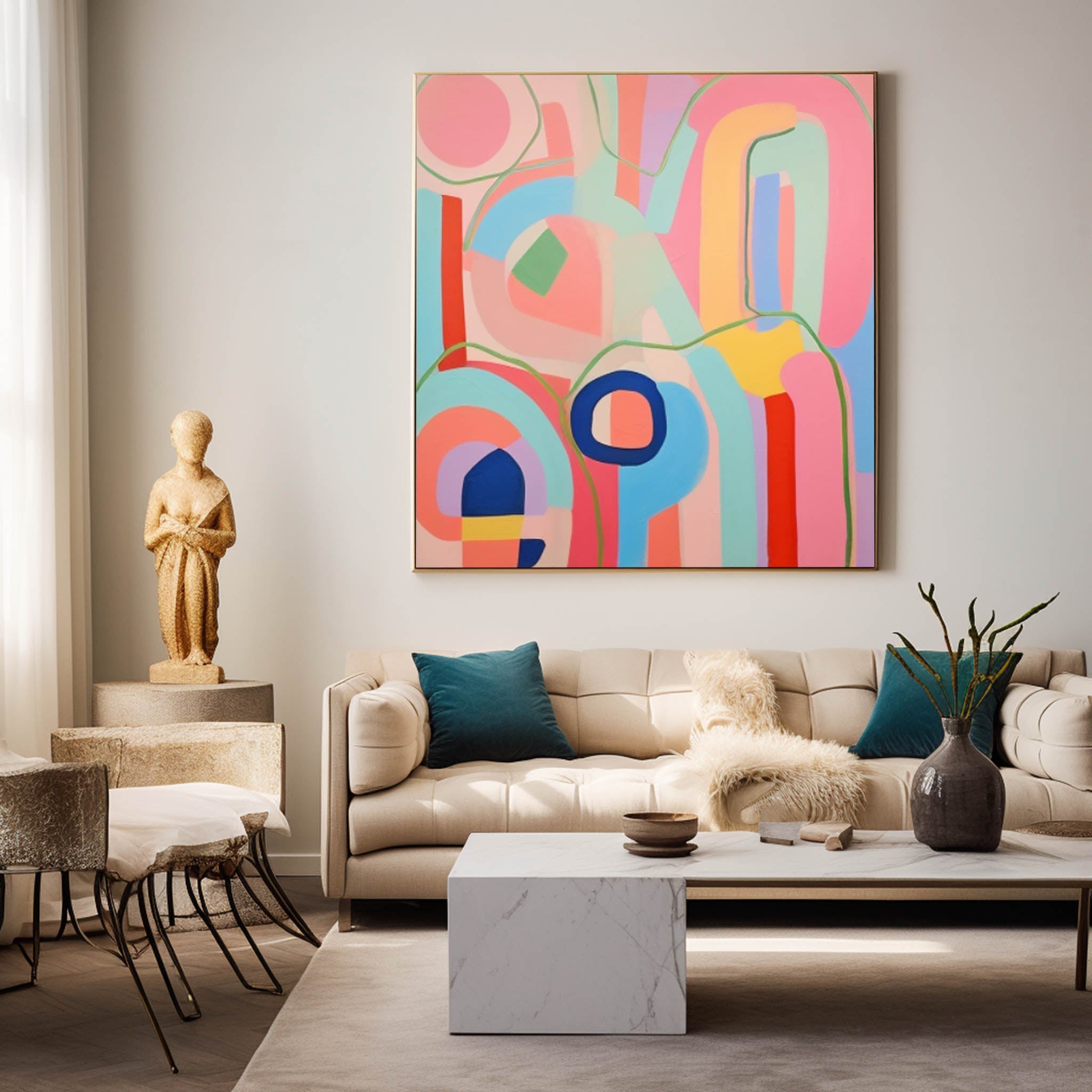 Wall Art Geometric Abstract Pastel Color Playful