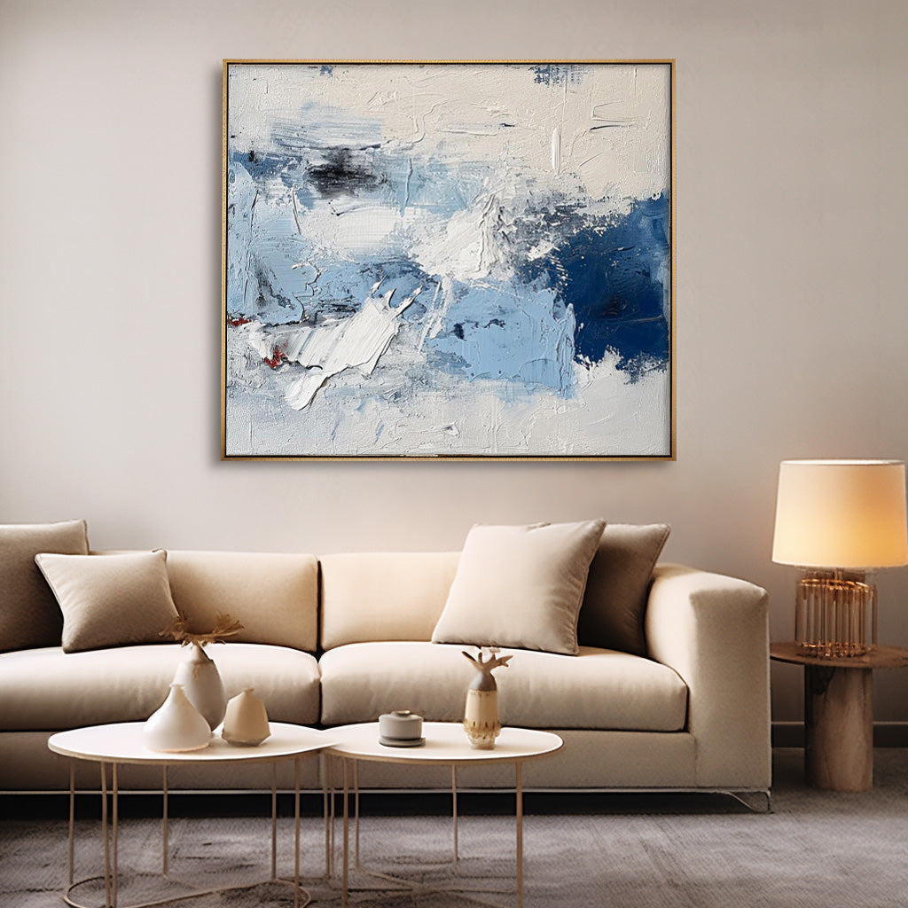 Wall Art Abstract Painterly Blue Impasto Modern