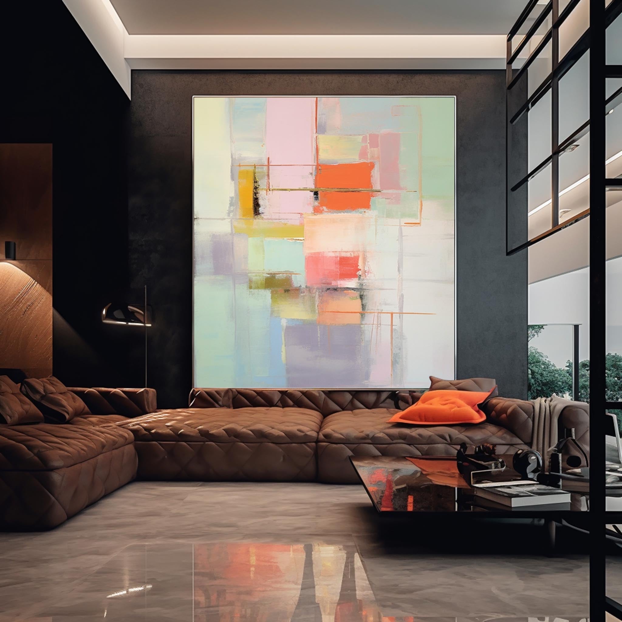 Wall Art Abstract Pastel Geometric Playful