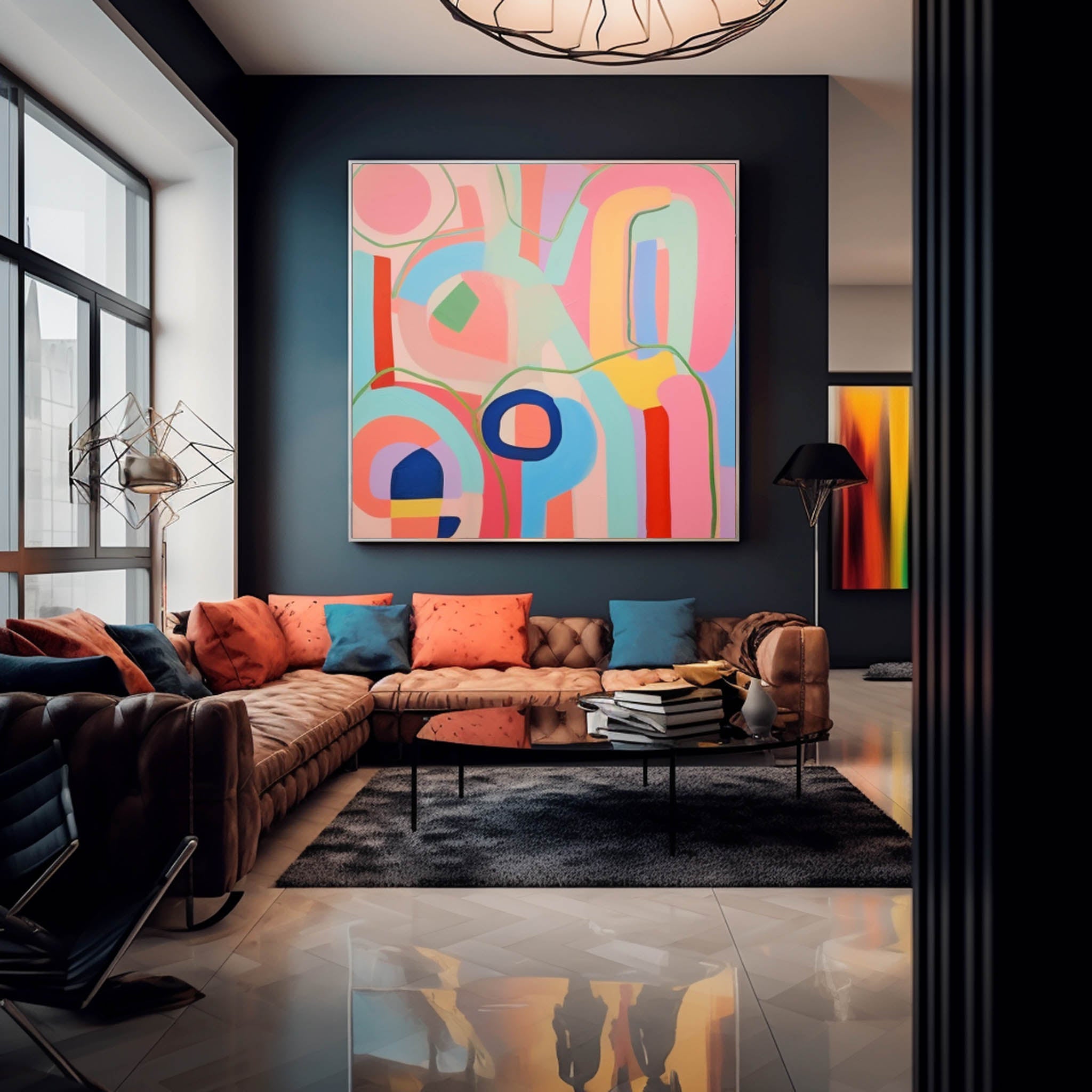 Wall Art Geometric Abstract Pastel Color Playful