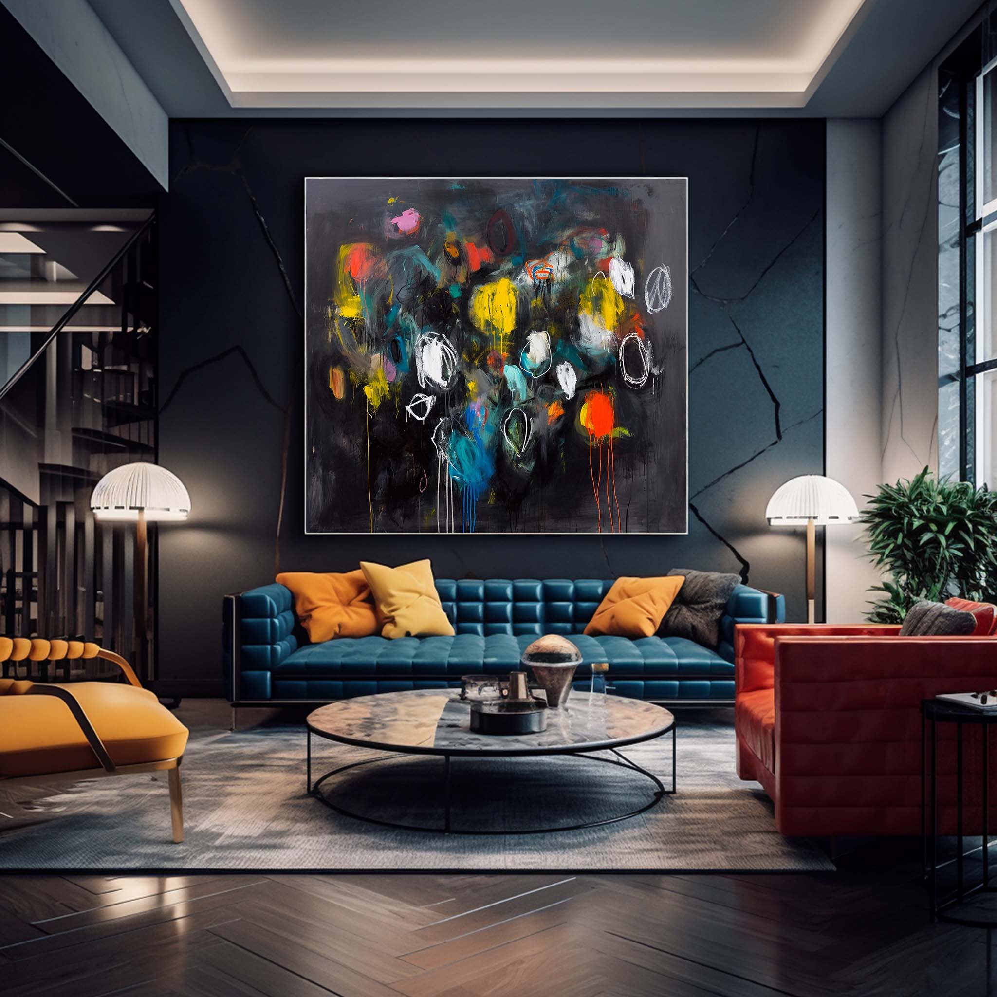 Wall Art Abstract Playful Energetic Retro