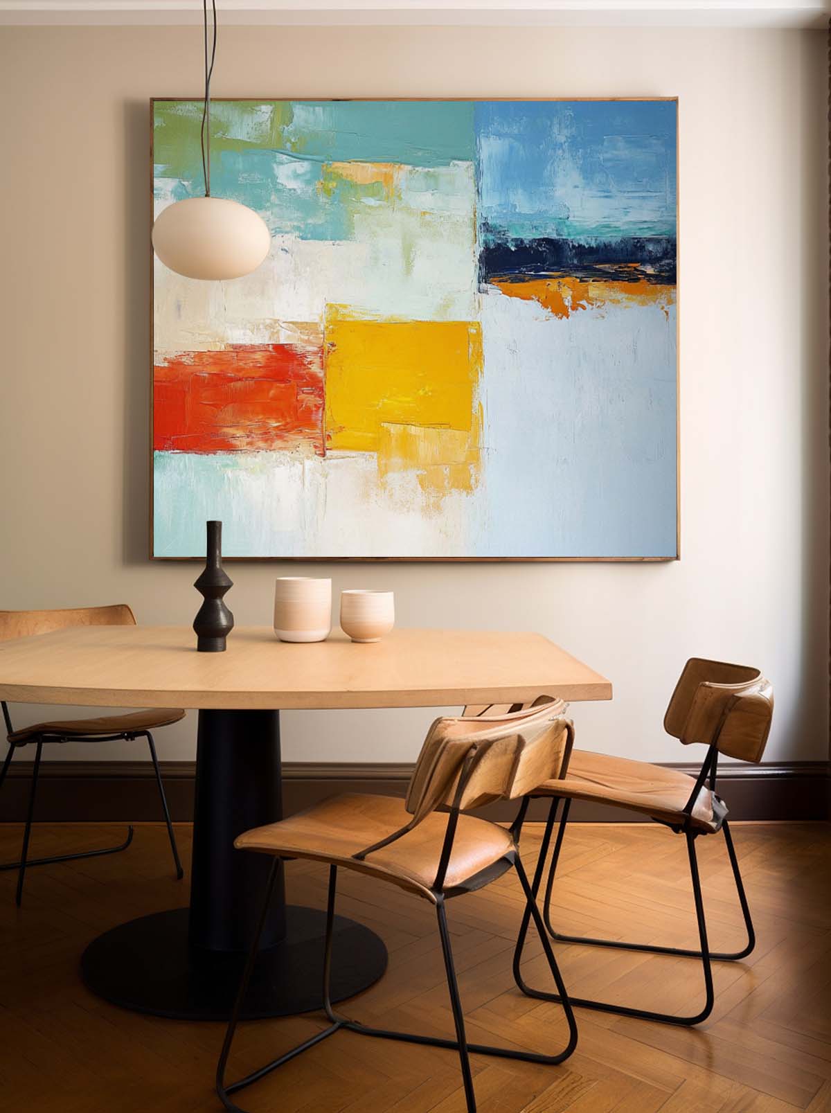 Modern Abstract Color Block Oil Painting
