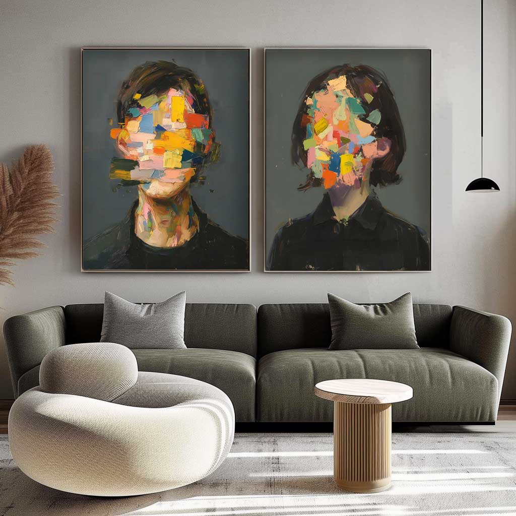 Wall Art Impasto People Color Block Soft