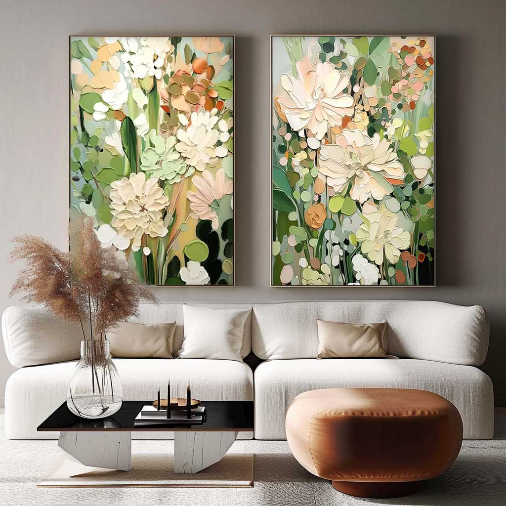 Wall Art Two Piece Pastel Wild Botanical Floral