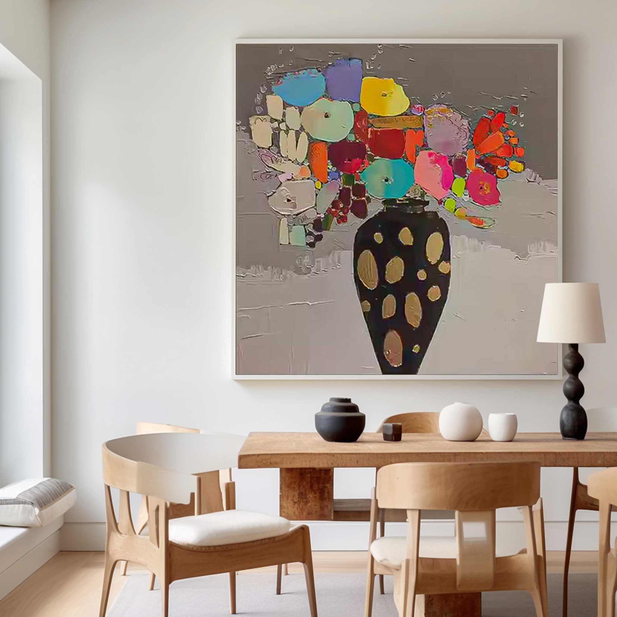Wall Art Bold Colorful Vase Still Life Floral Arrangement