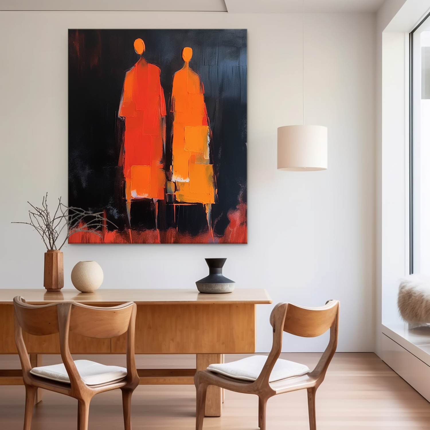 Dark Background Standing Figures Canvas Art