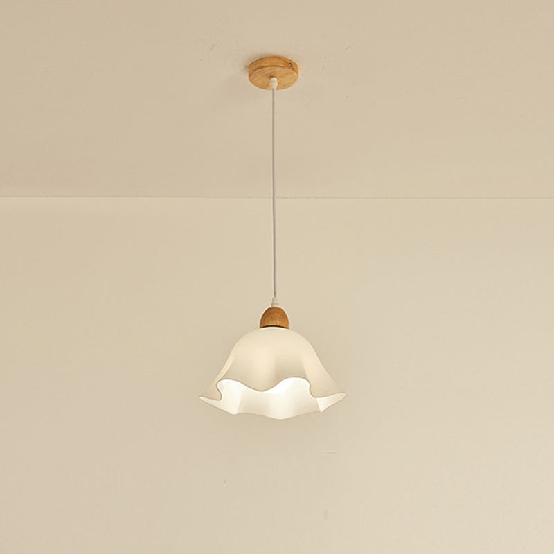 Muto Minimalist Flower Acrylic/Wood Pendant Light, White - Neutralighting