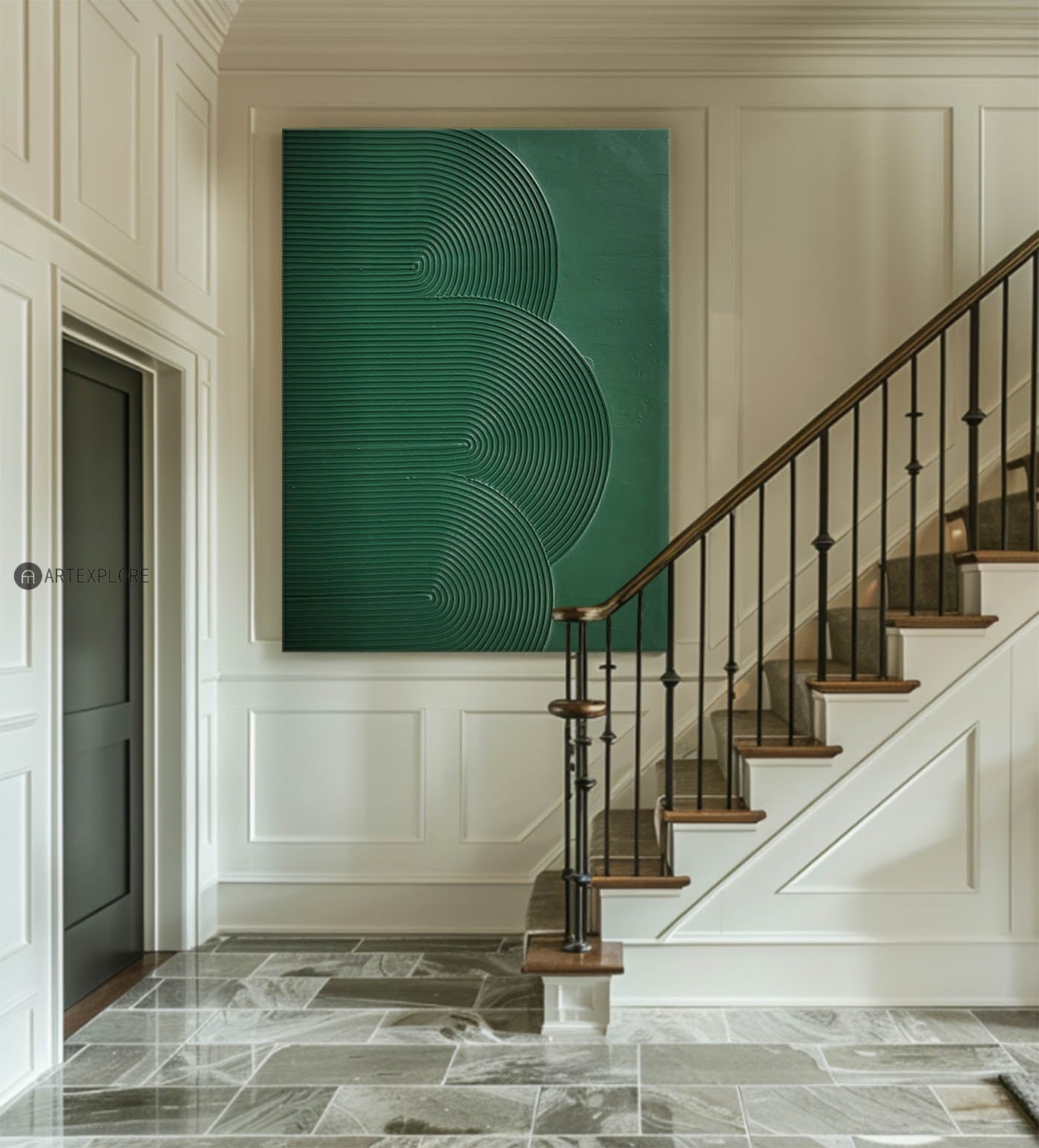 Dark Green Layered Arch 3D Textured Wall Art