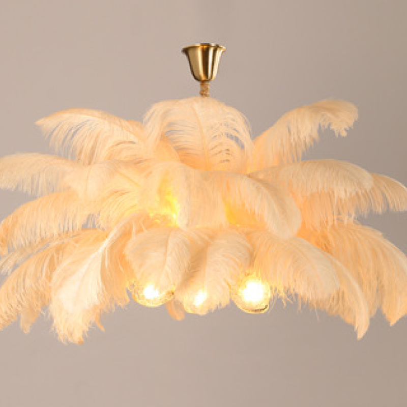 O'Moore Nordic Luxury Pendant Light, Brass/Feather - Neutralighting