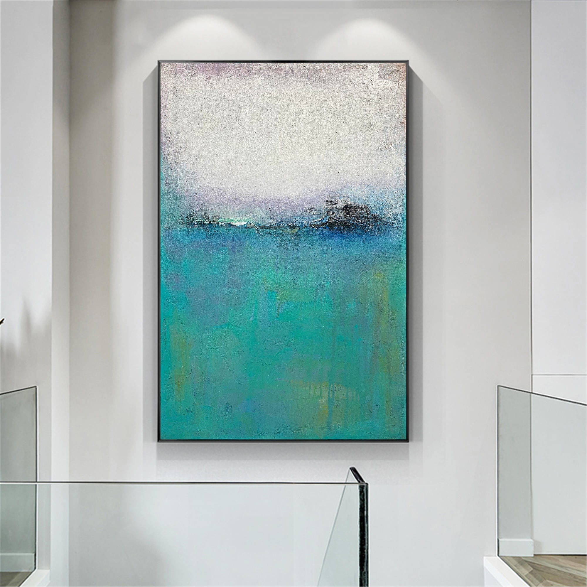 Turquoise Seascape Abstract Painting Vertical