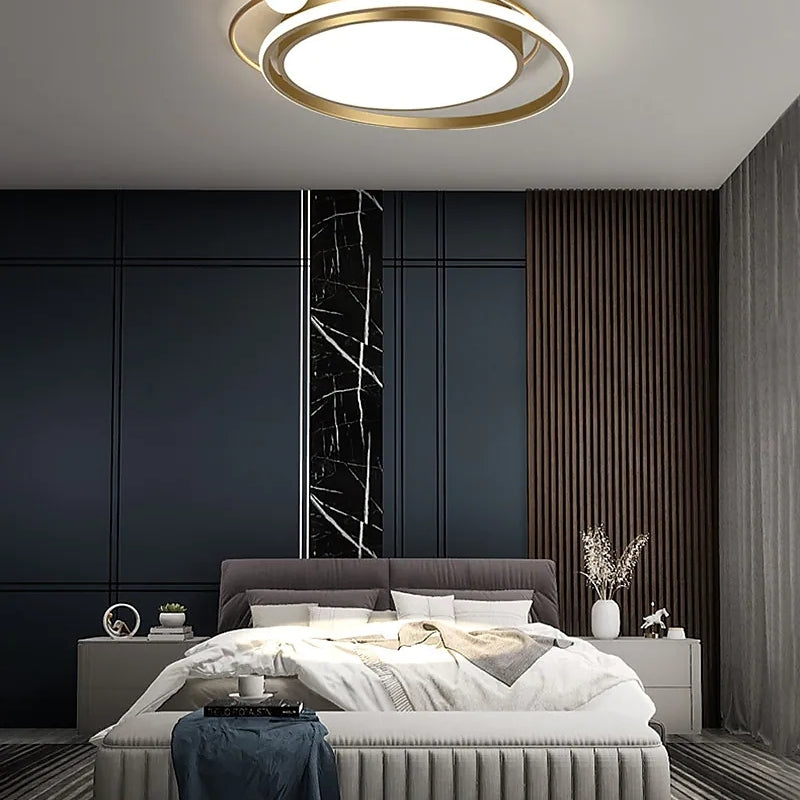 Arisha Modern Multi Orbit Flush Mount Ceiling Light, Black/Gold - Neutralighting
