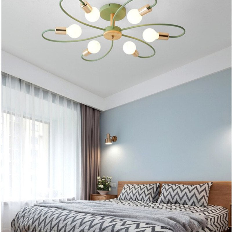 Arisha Elegant Metal/Glass Flush Mount Ceiling Light, Grey/Green - Neutralighting