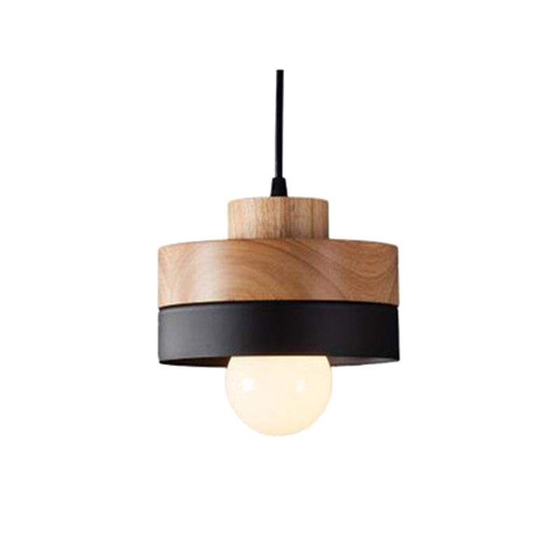 Aria Minimalist Black & White Wood Geometric Pendant Light - Neutralighting