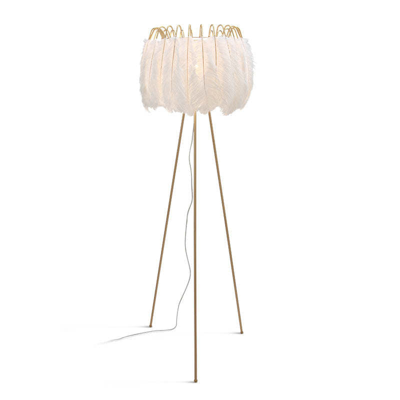 O'Moore Artistic Tripod Feather Floor Lamp, White - Neutralighting
