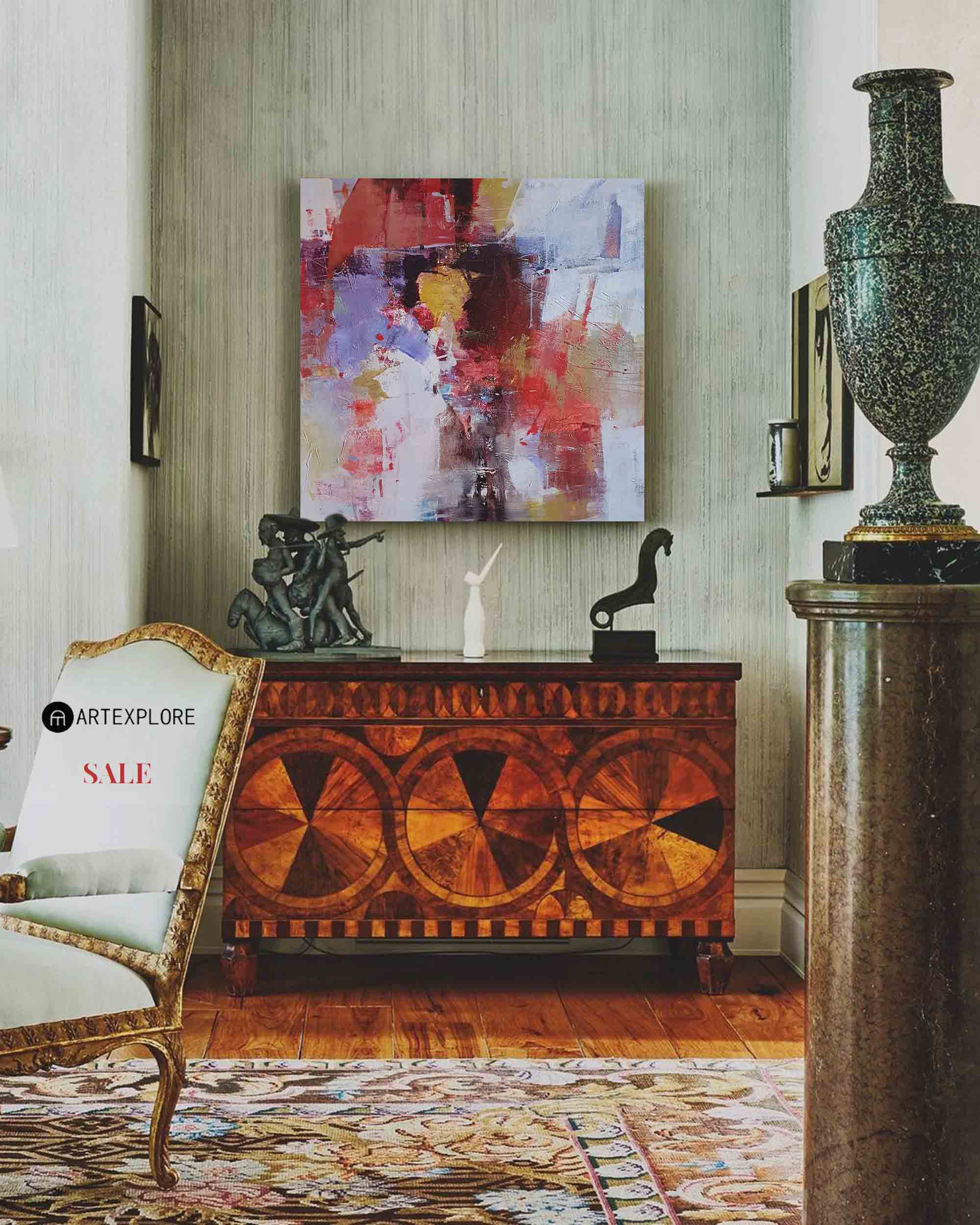 Vibrant Color Abstract Square Canvas Wall Art