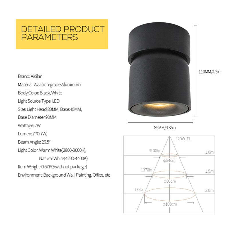 Kilo Spotlight Modern LED Flush Mount Ceiling Light, Black/White - Neutralighting