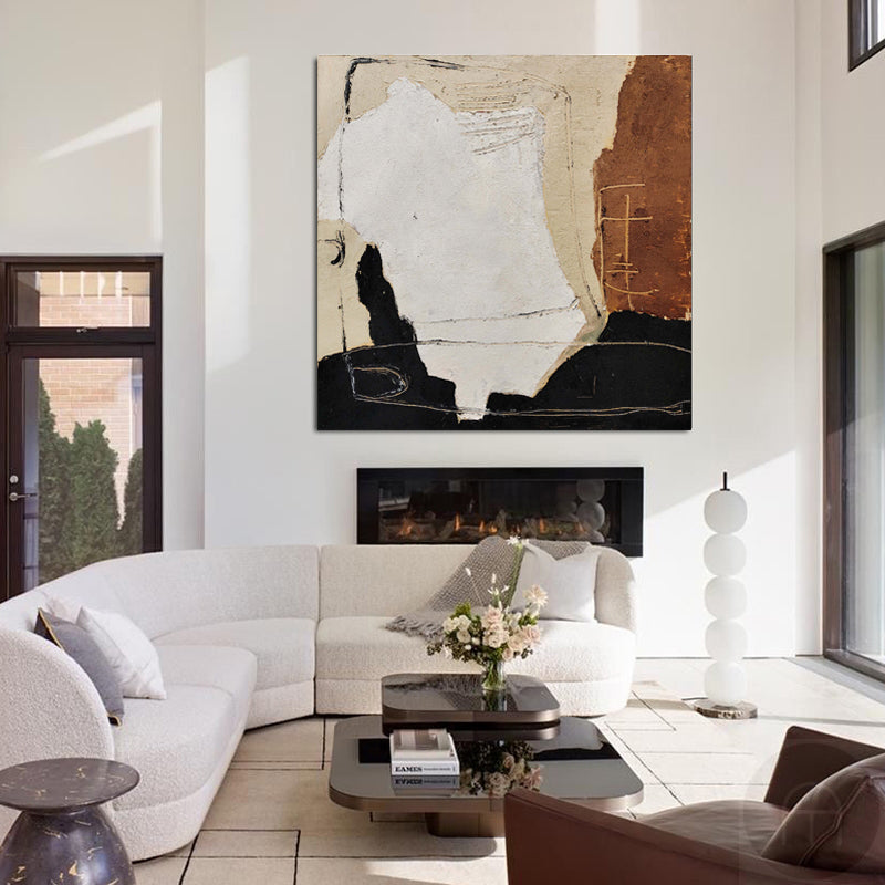 Wall Art Abstract Black Brown Painting