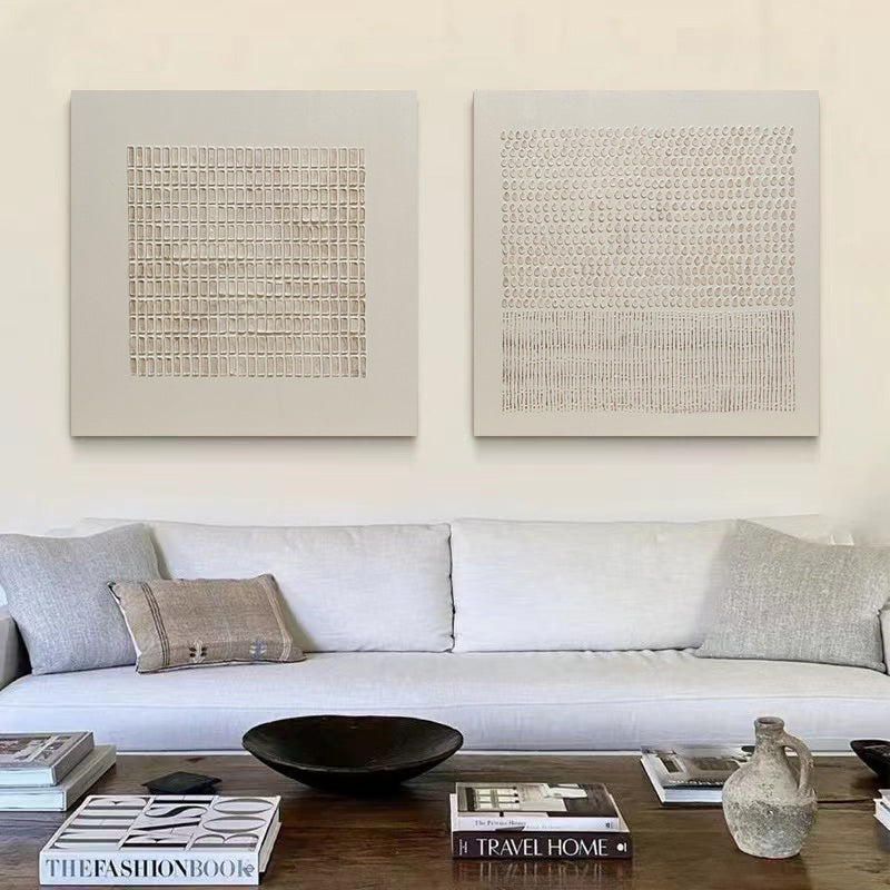 Set of 2 Abstract Beige Minimalist Art