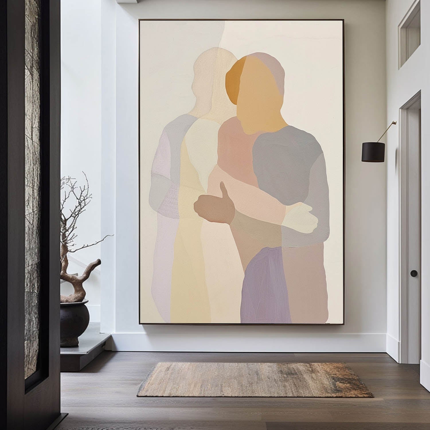 Wall Art Embracing Couple in Neutral Tones