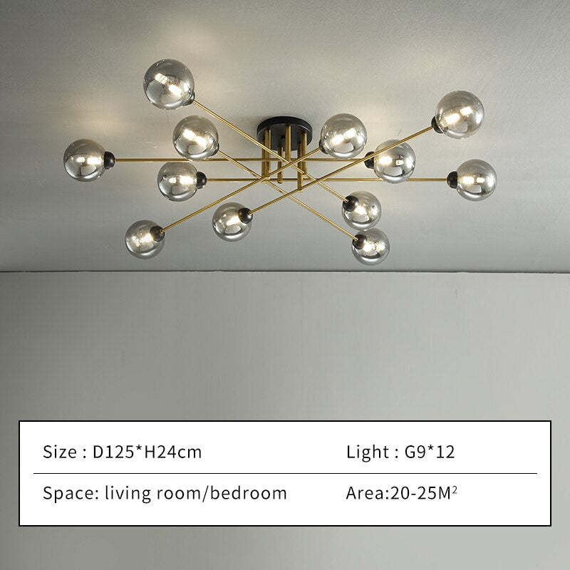 Valentina Industrial Glass Globe Chandelier LED, 6 Style - Neutralighting