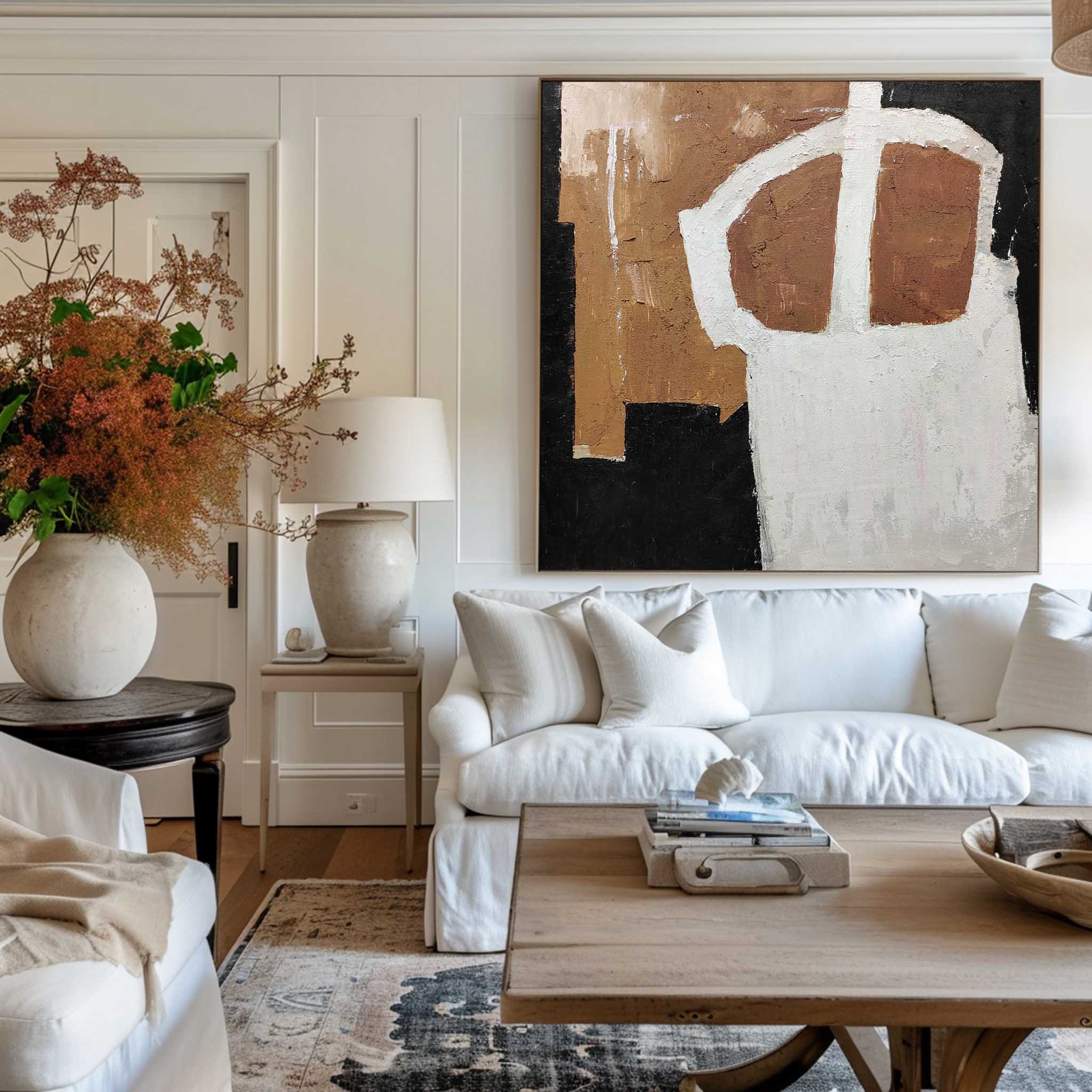 Black And Brown Minimalist Painting ABAS57 - Neutralighting