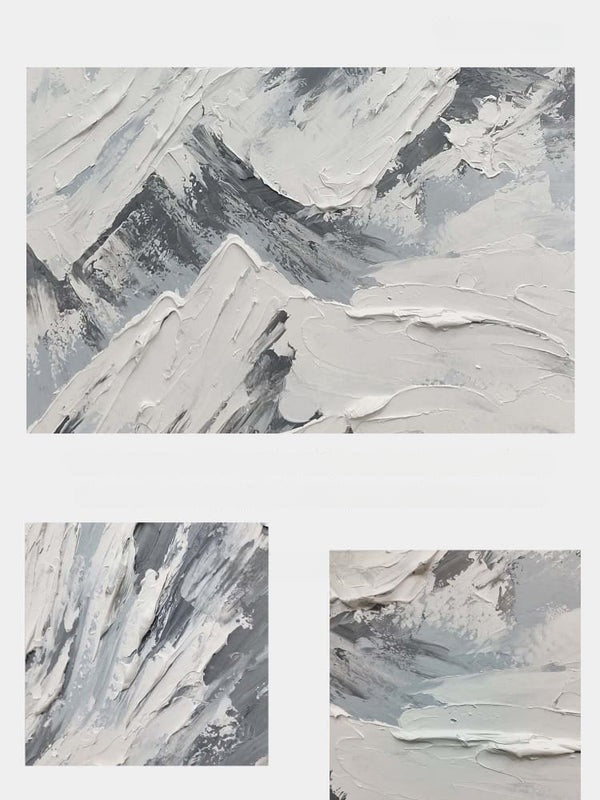 Snowy Mountain Peak Textured Painting