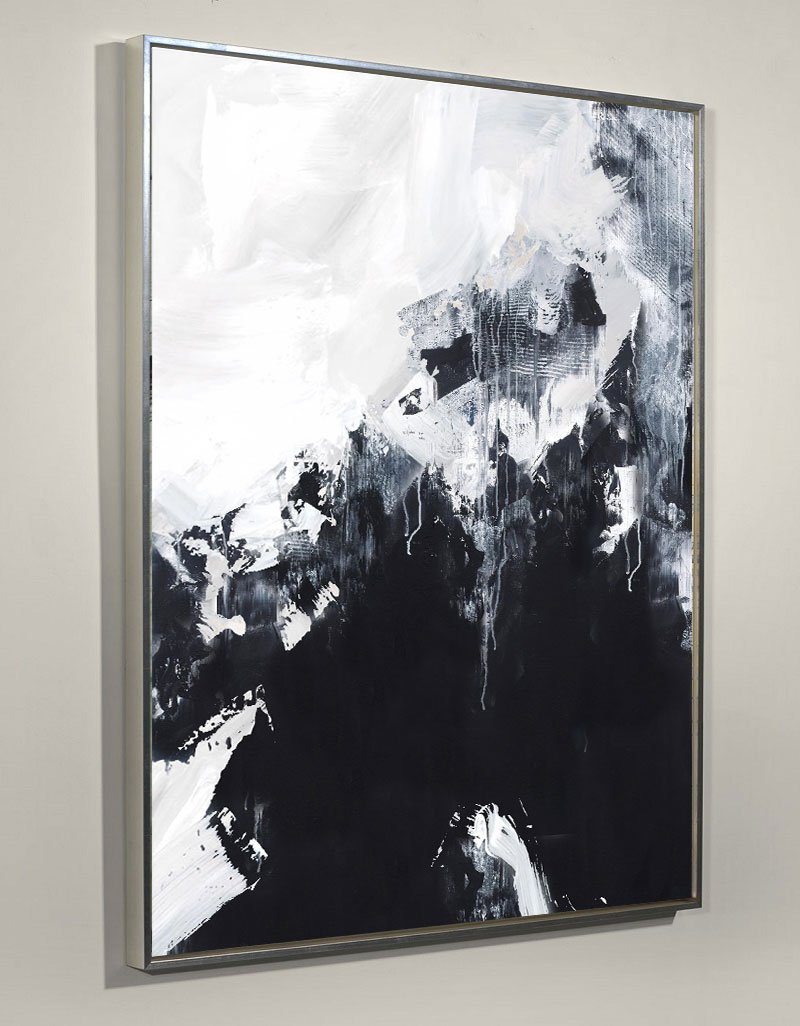 Black White Abstract Mountain Canvas Wall Art