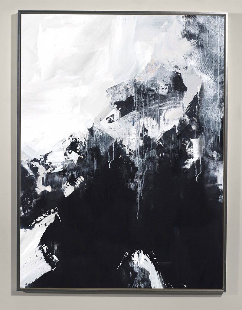 Black White Abstract Mountain Canvas Wall Art