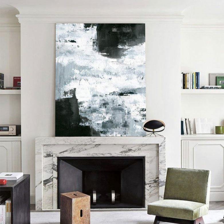 Abstract Black And White Oil Painting ABAV09 - Neutralighting