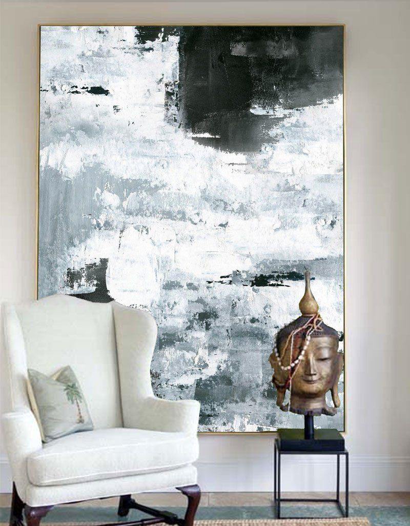 Abstract Black And White Oil Painting ABAV09 - Neutralighting