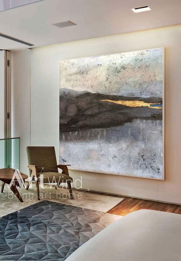 Abstract Black Gold Landscape Textured Wall Art