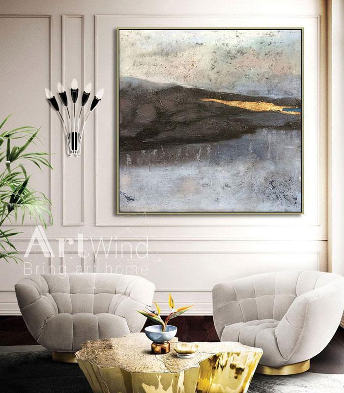 Abstract Black Gold Landscape Textured Wall Art