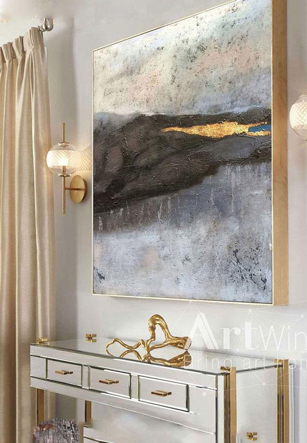 Abstract Black Gold Landscape Textured Wall Art