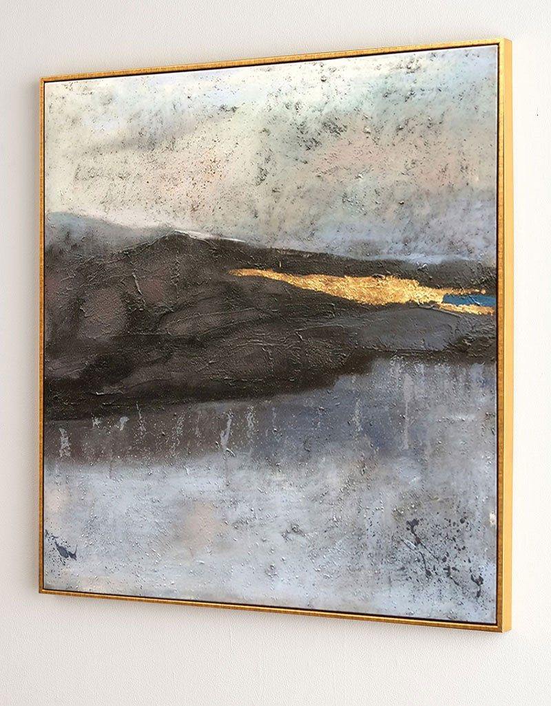 Abstract Black Gold Landscape Textured Wall Art
