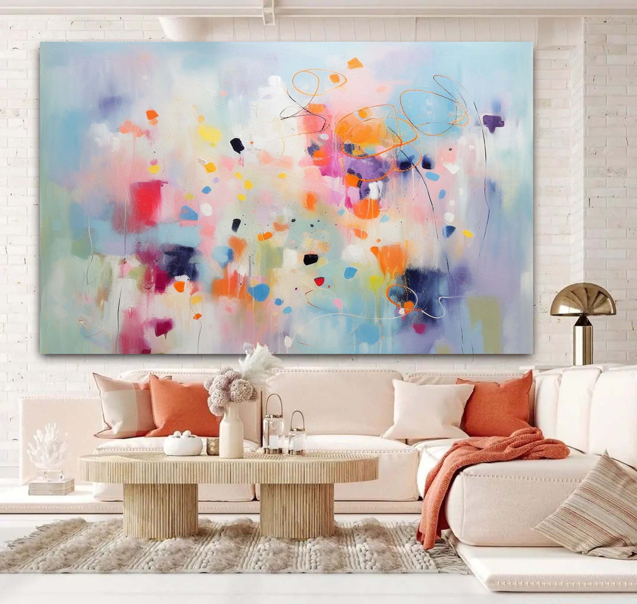 Pastel Abstract Colorful Canvas Wall Art
