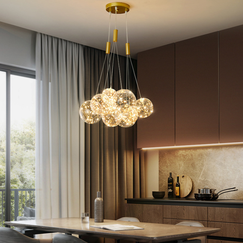 Valentina Glass Globe Bubble Pendant Light LED Stary - Neutralighting
