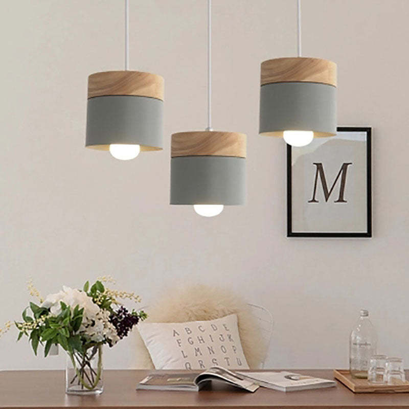 Valentina Modern Can Shape Metal/Wood Pendant Light - Neutralighting