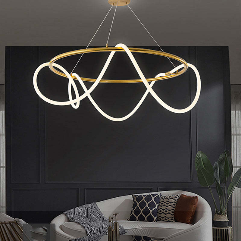 Arisha Curved & Linear Semi Flush Mount Ceiling Light, Gold - Neutralighting