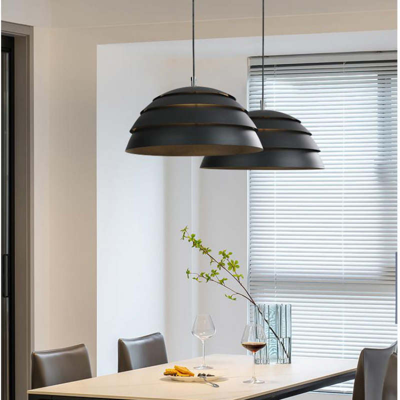 Arisha Design Semi-Globe Metal Pendant Light, Black/White - Neutralighting