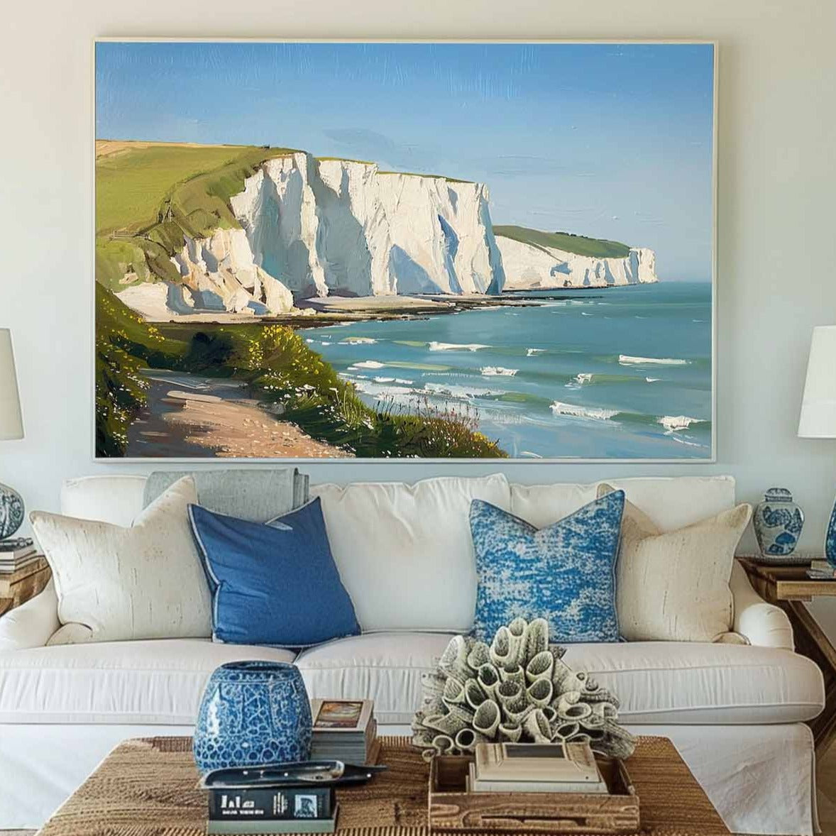 White Cliffs Coastal Oil Painting